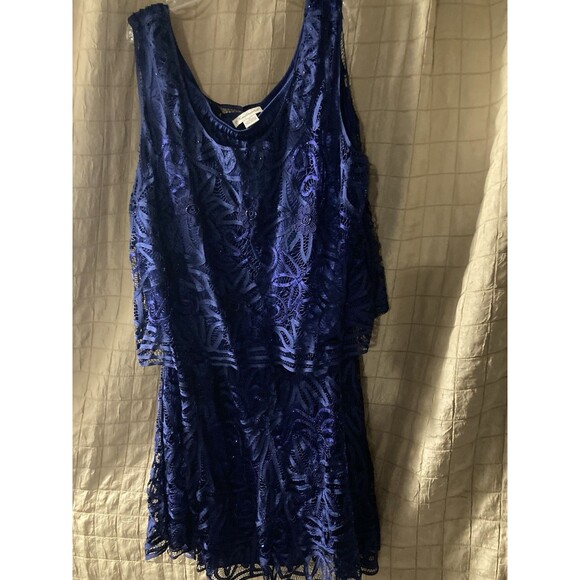Soulmates Navy Blue Mother of the Bride Lace Evening Top and Skirt Set - Picture 1 of 2